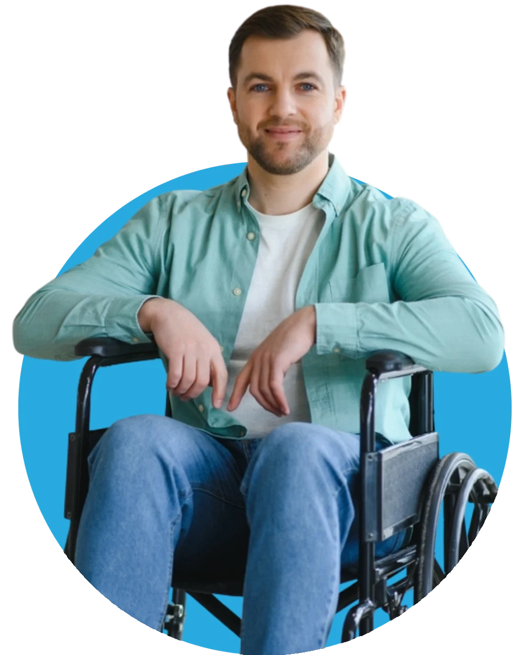 Portrait of a disabled men on wheelchair